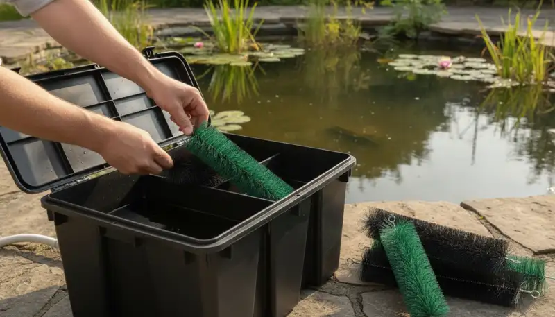 Klares Teichwasser leicht gemacht: Die innovative Filterbürste für Ihren Teichfilter (30-80 cm)