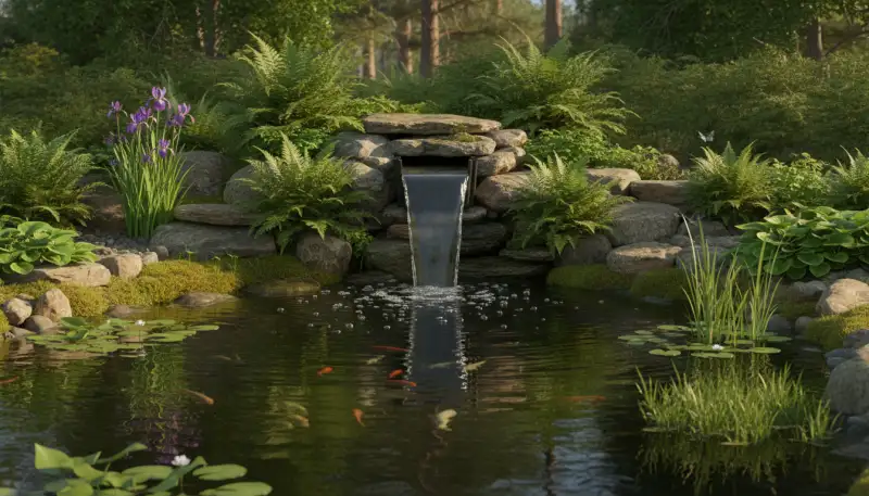Traumhafter Gartenteich Wasserfall bauen